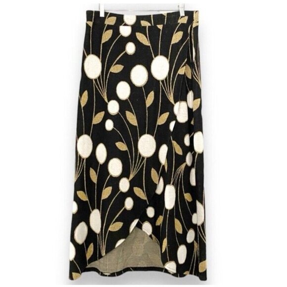 Anthropologie Maeve Craspedia Two Piece Skirt Peplum Wrap Top Blouse Size Medium - Picture 6 of 16